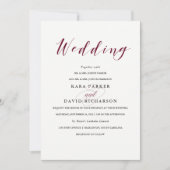 Elegant Typografie | Marsala Wedding Kaart (Voorkant)