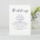Elegant Typografie | Navy Blue Wedding Kaart (Staand voorkant)