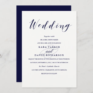 Elegant Typografie   Navy Blue Wedding Kaart