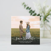 Elegant Typografie Script Modern One Photo Wedding Save The Date (Staand voorkant)