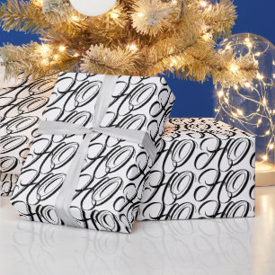 Elegant typografie zwart wit HOHO Cadeaupapier