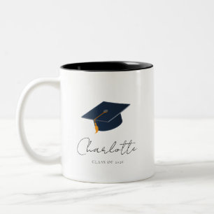 Elegant Typografisch Afstudeercadeau Tweekleurige Koffiemok