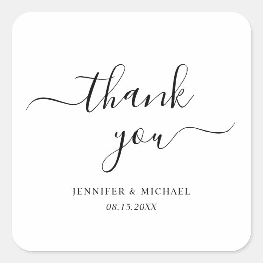 Elegant typografisch script Bedankt Modern Simple Vierkante Sticker (Voorkant)