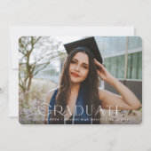 Elegant Typographic Overlay Two Photo Afstuderen Aankondiging (Voorkant)