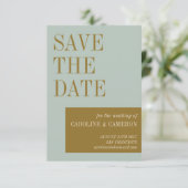 Elegant Typography Blue Olive Gold Wedding Save The Date (Staand voorkant)