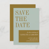 Elegant Typography Blue Olive Gold Wedding Save The Date (Voorkant / Achterkant)