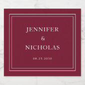 Elegant Typography Burgundy Wedding Sparkling Wijnetiket (Enkel label)