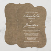 Elegant Typography Burlap Wedding Invitation Kaart (Voorkant / Achterkant)