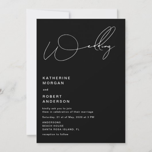 elegant typography modern wedding invitation kaart (Voorkant)