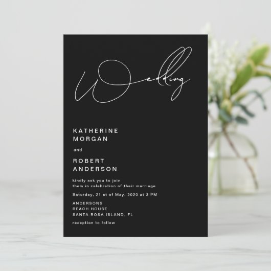 elegant typography modern wedding invitation kaart (Staand voorkant)