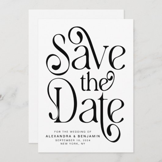 Elegant Typography Photo Wedding Save The Date (Voorkant / Achterkant)