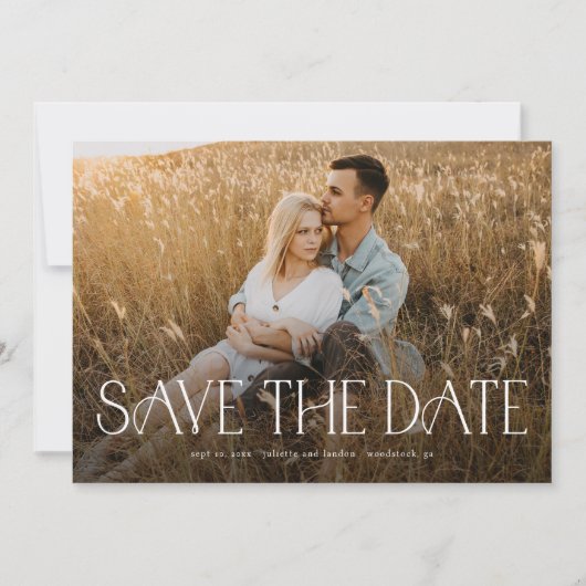 Elegant Typography Photo Wedding Save The Date (Voorkant)