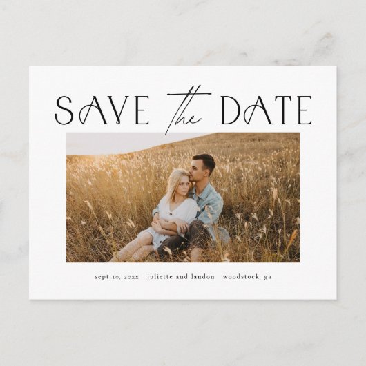 Elegant Typography Photo Wedding Save the Date Aankondigingskaart (Voorkant)