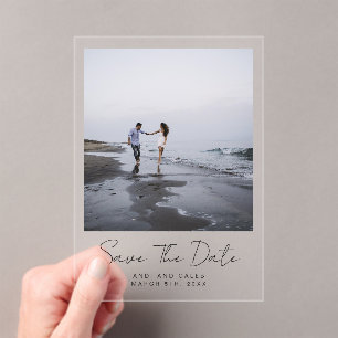 Elegant Typography Photo Wedding Save the Date Acryl Uitnodigingen