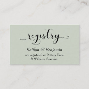 Elegant Typography Sage Green Wedding Registry Informatiekaartje
