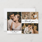Elegant Typography Script Wedding 4 Photo Collage Bedankkaart (Voorkant)