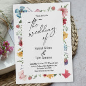 Elegant Typography Waterverf Wildflower Wedding Kaart