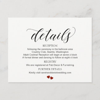 Elegant Typography Wedding Details Enclosure Kaart