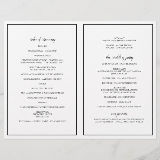Elegant Typography Wedding Programs in Black 2 (Achterkant)