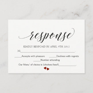 Elegant Typography Wedding Response Card Script RS RSVP Kaartje