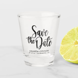 Elegant Typography Wedding Save the Date Shot Glas