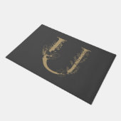 Elegant U Boho Floral Monogram Initiaal Goud Goud Deurmat (Schuin)