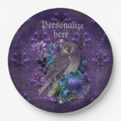 Elegant uil florale kandelaars gothisch papieren bordje (Voorkant)