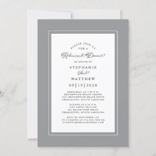 Elegant Uiteindelijk Grijs Bruiloftsrepetie Diner Kaart