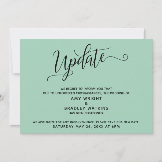 Elegant Uitgestelde bruiloft Aankondiging Lichtgro (Voorkant)
