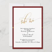 Elegant Uitgestelde Bruiloft Rode & Gouden Streep  Kaart (Voorkant)