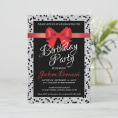 Elegant uitnodiging voor zwarte en witte verjaarda (Staand voorkant)
