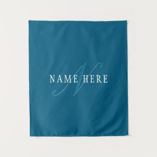 Elegant uitziend monogram Oceaanblauw Wandkleed