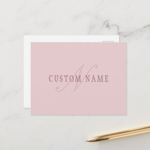 Elegant Uitziend Monogram   Roze Goud Briefkaart