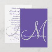 Élégant Ultra Violet Faire-part de mariage Initial (Devant / Derrière)