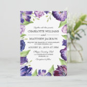 Elegant Ultra Violet Waterverf Tulips Weddenschap Kaart (Staand voorkant)