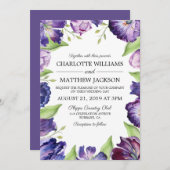 Elegant Ultra Violet Waterverf Tulips Weddenschap Kaart (Voorkant / Achterkant)