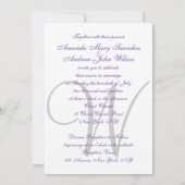 Elegant Ultra Violet Wedding Initiaal Kaart (Achterkant)