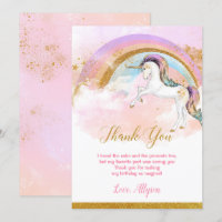 Elegant unicorn bedankt je roze gouden regenboog