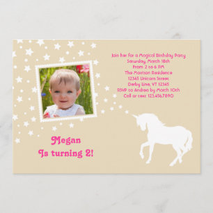 Elegant Unicorn Birthday Party Photo Invitation Kaart