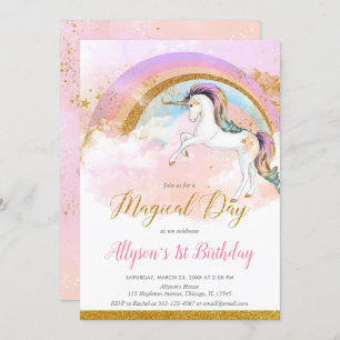 Elegant unicorn pastel regenboogmeisje verjaardag kaart