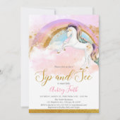 Elegant unicorn sip en zie meisje pastelregenboog kaart (Voorkant)