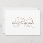Elegant uniek bloeiend script goud monogram notitiekaartje (Voorkant)
