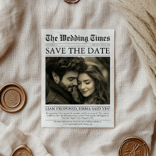 Elegant Uniek Leuk Krant Foto Huwelijk Save The Date