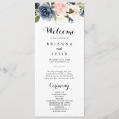 Elegant Unieke Winter Floral Wedding Programme Programma (Voorkant)