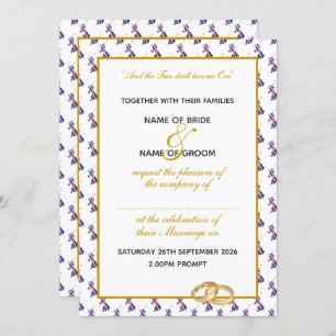 Elegant UNION JACK UK met Gold Script Weddenschap Kaart