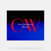 Élégant Unique Bleu Rouge Gras Texte Monogramme (Recto)