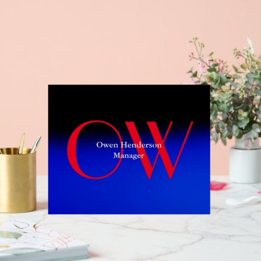 Élégant Unique Bleu Rouge Gras Texte Monogramme (Mariage)