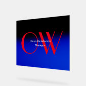 Élégant Unique Bleu Rouge Gras Texte Monogramme (Angle)