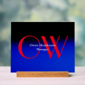 Élégant Unique Bleu Rouge Gras Texte Monogramme (Neutre)