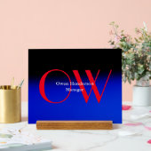 Élégant Unique Bleu Rouge Gras Texte Monogramme (Mariage)